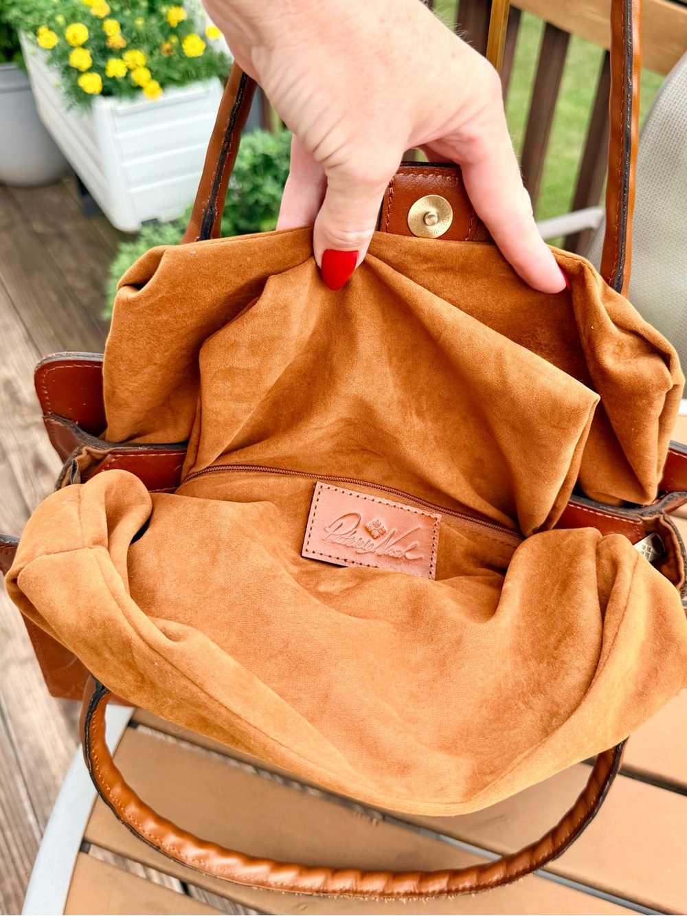 Patricia Nash Tooled Embossed Leather Satchel + Matching Wallet in Floral Cognac - Picture 3 of 16